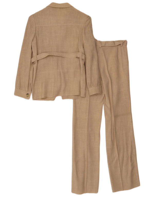 Terno feminino vintage de 4 botões e 2 peças IT 36 XS W26 L30 viscose bege