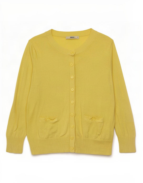 Suéter feminino Oasis com manga 3/4 e manga 3/4 Reino Unido 12 algodão amarelo médio