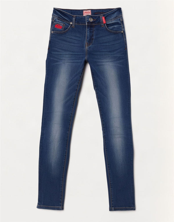 Jeans Superdry Feminino Rosefill Super Skinny W30 L32 Azul Algodão