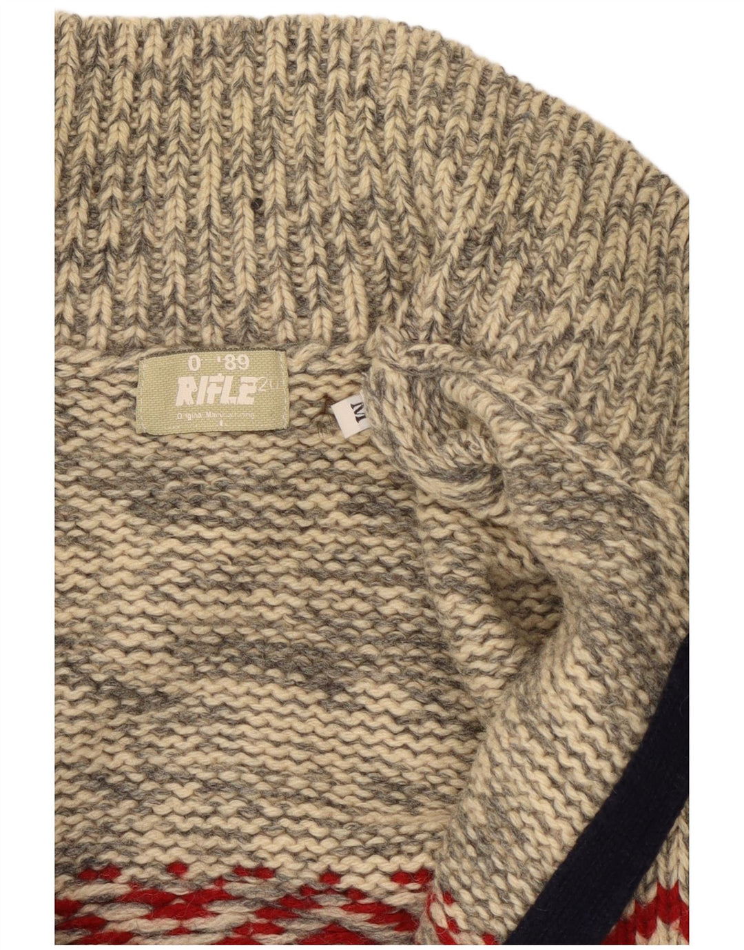 Suéter cardigã masculino Rifle cinza médio Fair Isle