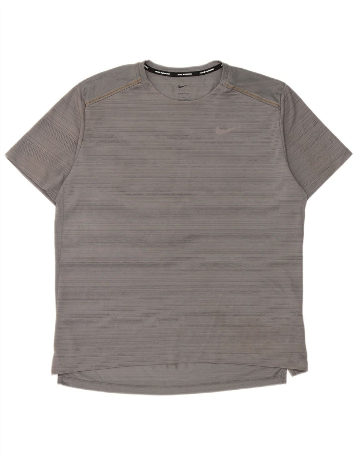 Camiseta Nike Masculina Dri Fit Top Grande Cinza Risca de Giz Poliéster