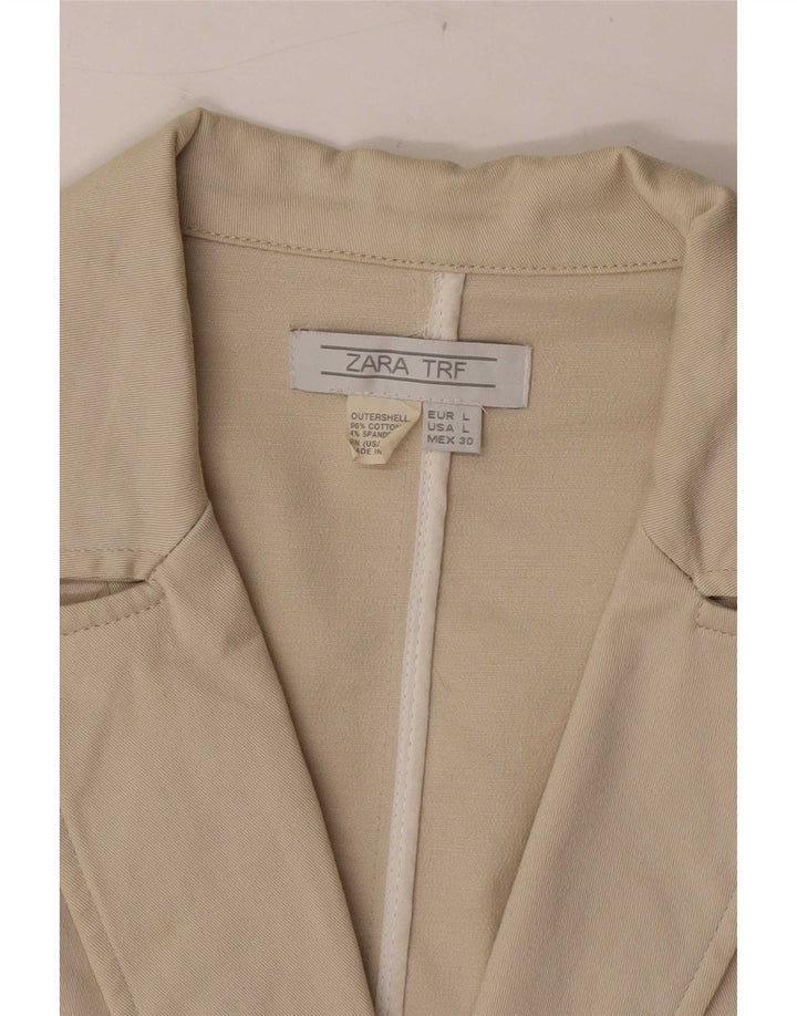 Jaqueta blazer feminina Zara com 2 botões Reino Unido 14 grande algodão bege