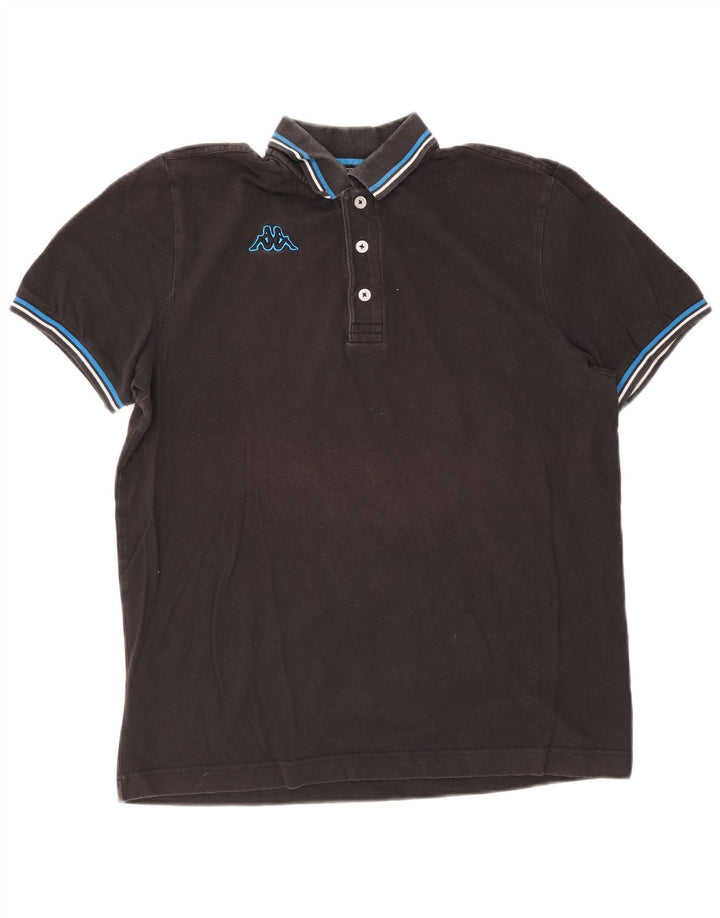 Camisa polo masculina Kappa grande listrada preta