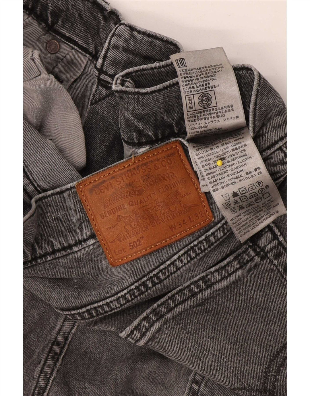 Levi's Masculino 502 Tapered Jeans W34 L32 Cinza Algodão
