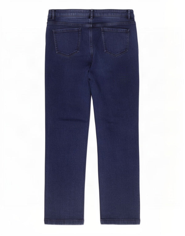 Jeans retos femininos Marks & Spencer Reino Unido 16 grande W34 L29 algodão azul marinho