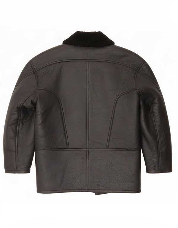 Vintage Mens Shearling Jacket IT 48 Medium Black