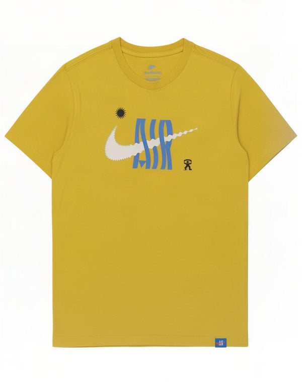 Camiseta Nike masculina gráfica grande algodão amarelo