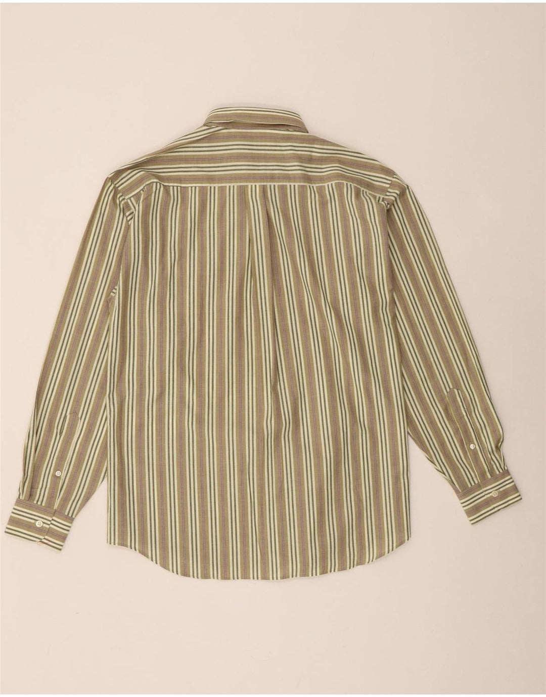 Camisa masculina vintage listrada cáqui média