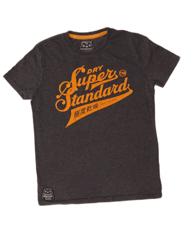 Camiseta gráfica masculina Superdry Top cinza médio algodão