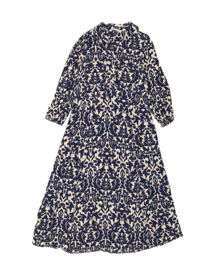 Vestido Maxi Feminino Zara Reino Unido 12 Viscose Ikat Azul Médio