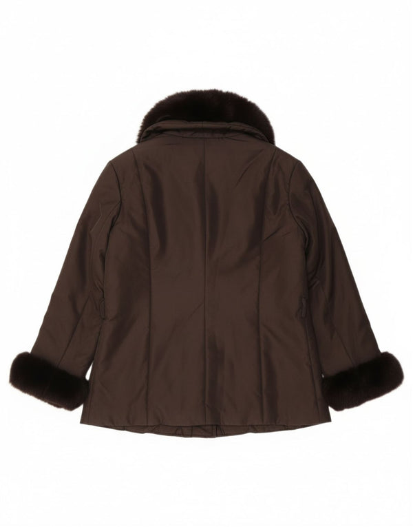 Jaqueta acolchoada superdimensionada feminina Luisa Spagnoli UK 10 poliéster marrom pequeno