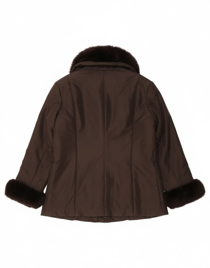 Jaqueta acolchoada superdimensionada feminina Luisa Spagnoli UK 10 poliéster marrom pequeno