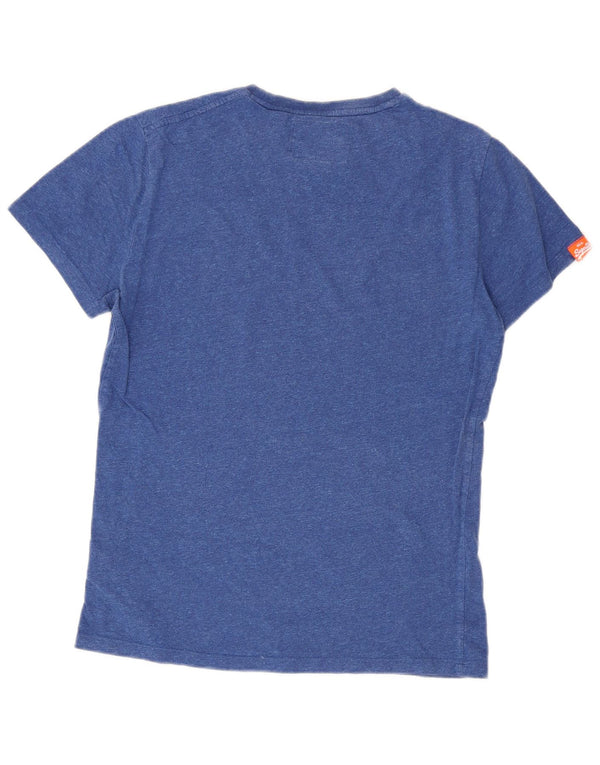 Camiseta masculina Superdry top pequeno algodão manchado azul