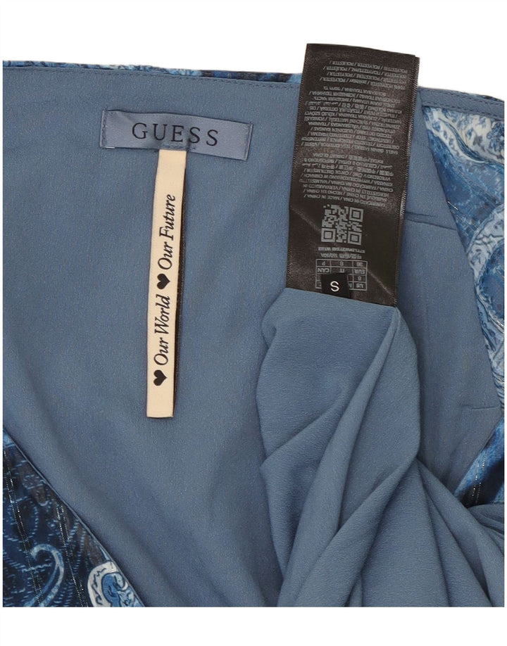 Vestido feminino assimétrico GUESS UK 10 pequeno azul paisley poliéster