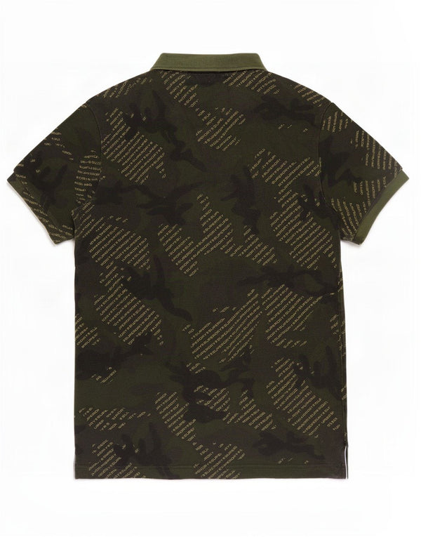 Superdry Camisa polo masculina gráfica grande algodão camuflado cáqui