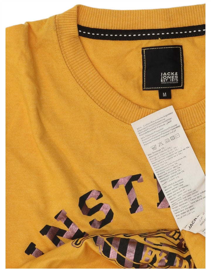 Jack & Jones Camiseta masculina gráfica manga comprida algodão amarelo médio