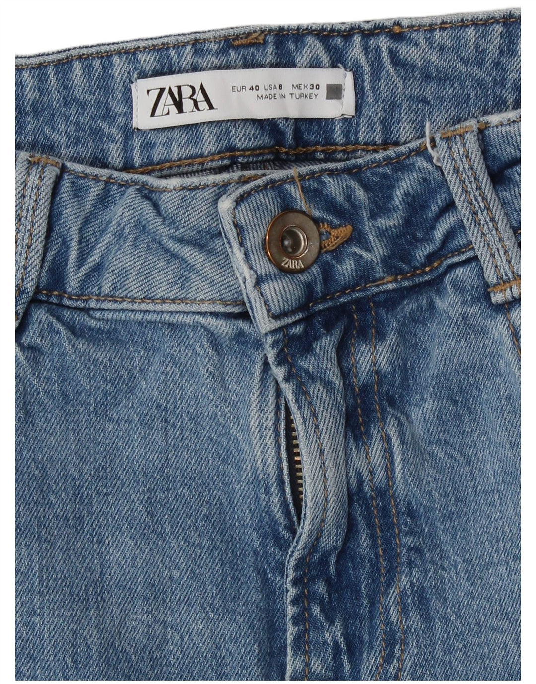Zara Jeans feminino cintura alta reta EU 40 médio W30 L27 azul