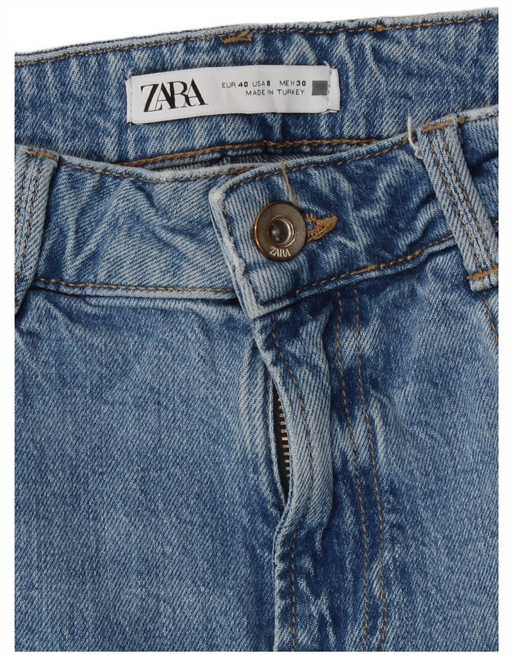 Zara Jeans feminino cintura alta reta EU 40 médio W30 L27 azul