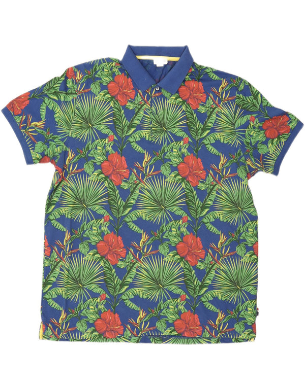 US Polo Assn. Camisa masculina 3XL algodão floral azul