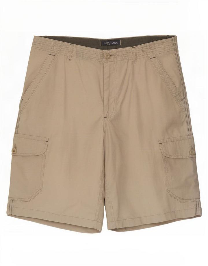 Shorts cargo masculino Marks & Spencer grande W34 algodão bege