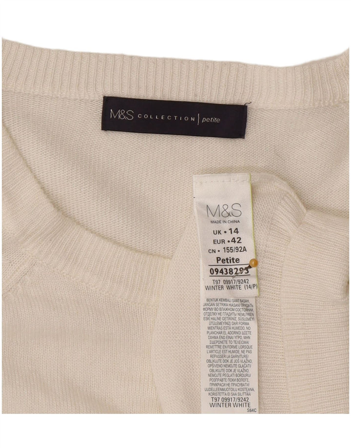 Suéter feminino Marks & Spencer com gola redonda, tamanho UK 14, grande, branco