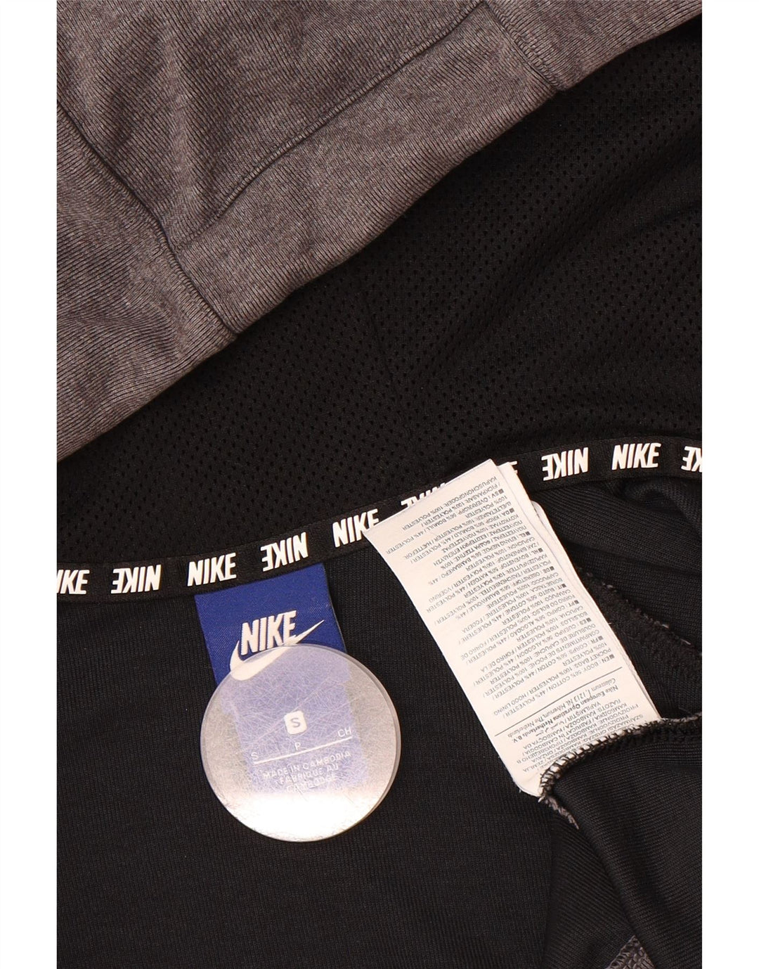 Suéter NIKE masculino com capuz e zíper pequeno cinza colorblock algodão