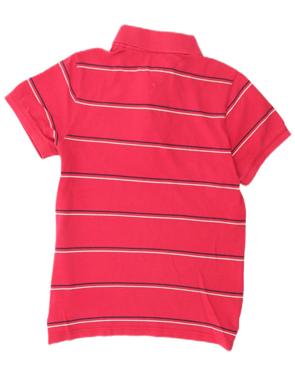 Camisa polo masculina Tommy Hilfiger grande algodão listrado rosa