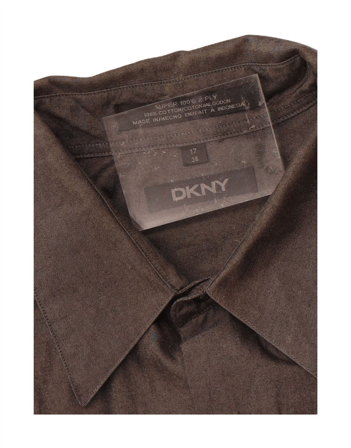 Camisa masculina DKNY tamanho 17 XL algodão marrom