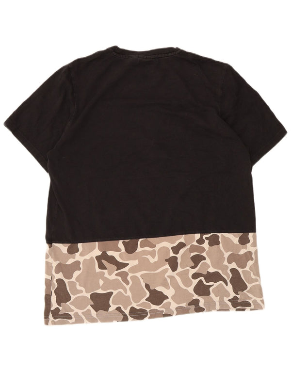 Adidas Mens Graphic T-Shirt Top Médio Algodão Camuflado Preto