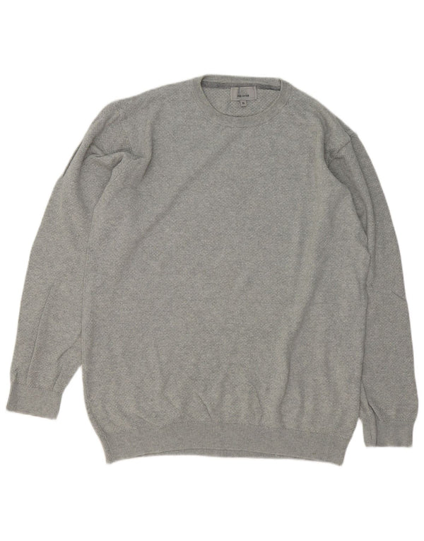 Marks & Spencer Mens Crew Neck Jumper Sweater XL Grey Cotton