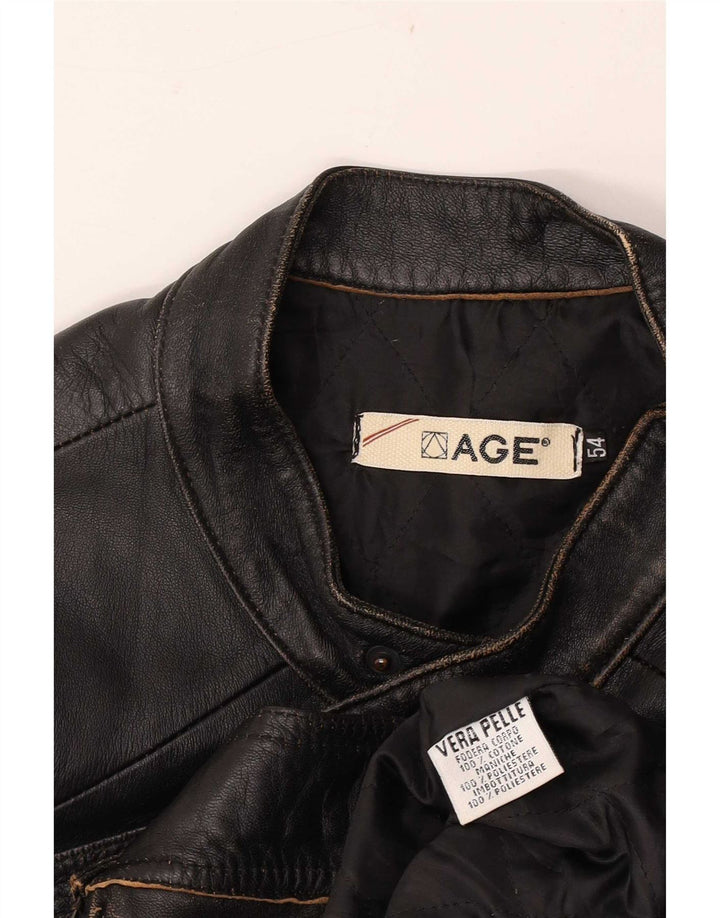 Jaqueta de couro vintage masculina para motociclista IT 54 2XL couro preto