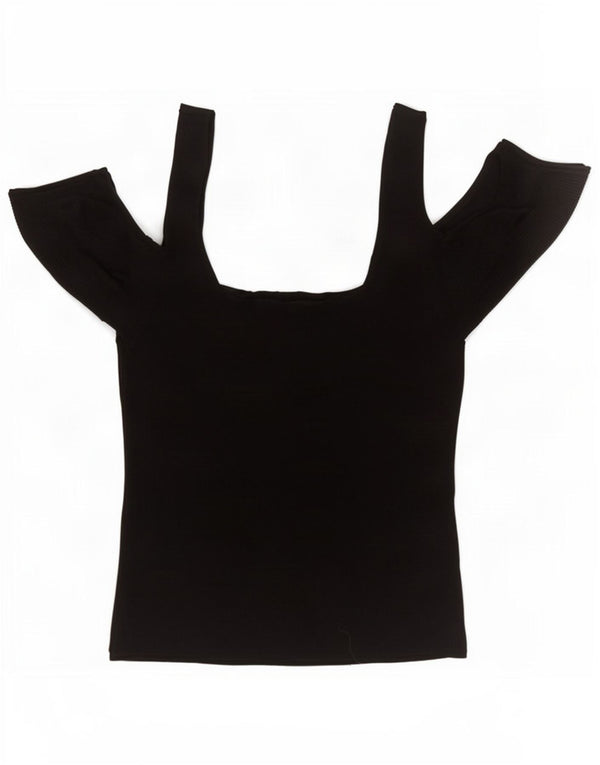 Topshop feminino sem ombro UK 10 viscose preta pequena