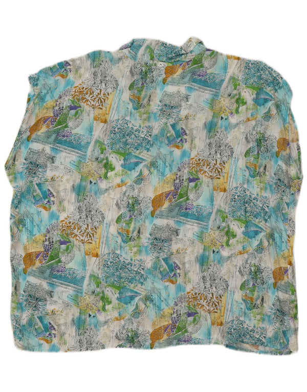 Vintage Womens Sleeveless Oversized Shirt Blouse IT 50 XL Blue Floral