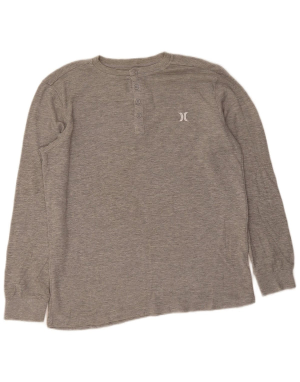 Hurley Mens T-Shirt Top Long Sleeve Medium Grey Cotton