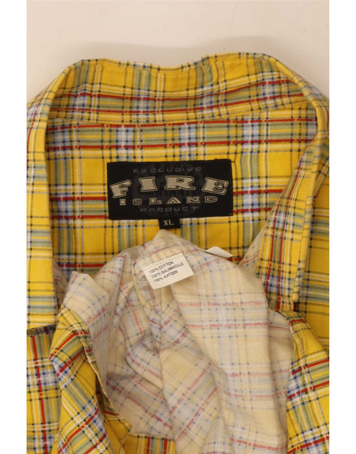 Camisa masculina vintage XL algodão xadrez amarelo