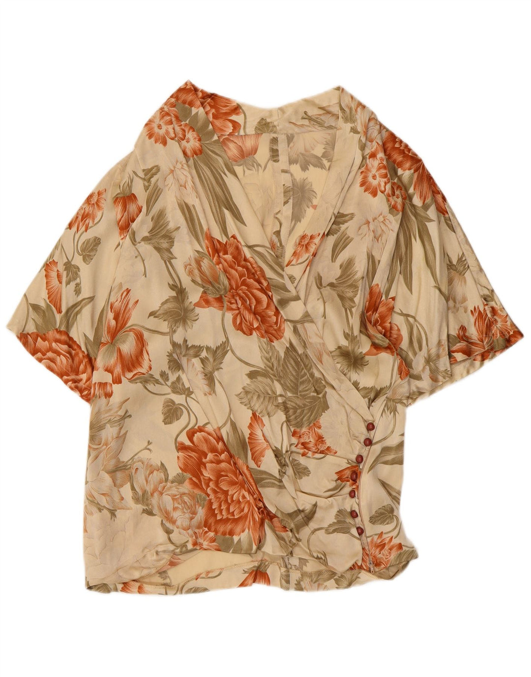 Blusa feminina VINTAGE UK 12 floral verde médio