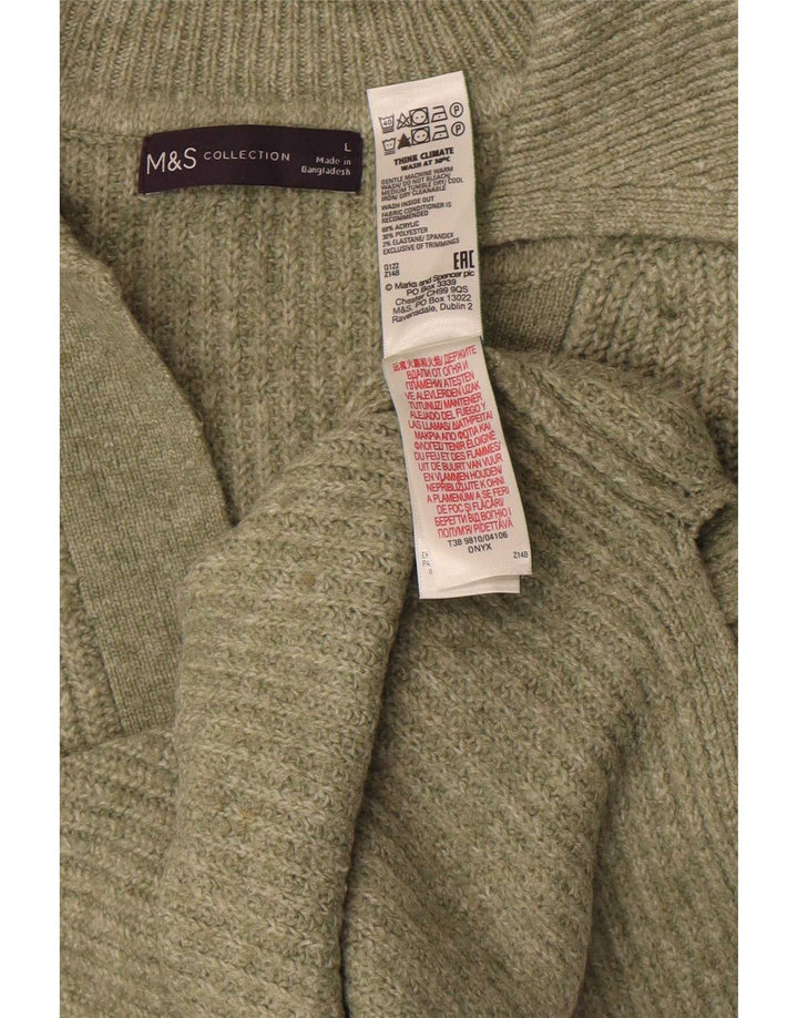 Suéter feminino Marks & Spencer com gola polo superdimensionada Reino Unido 16 grande cáqui