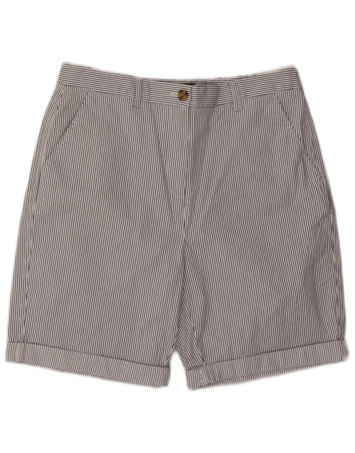 Shorts chino feminino MARKS & SPENCER UK 12 médio W30 listrado branco