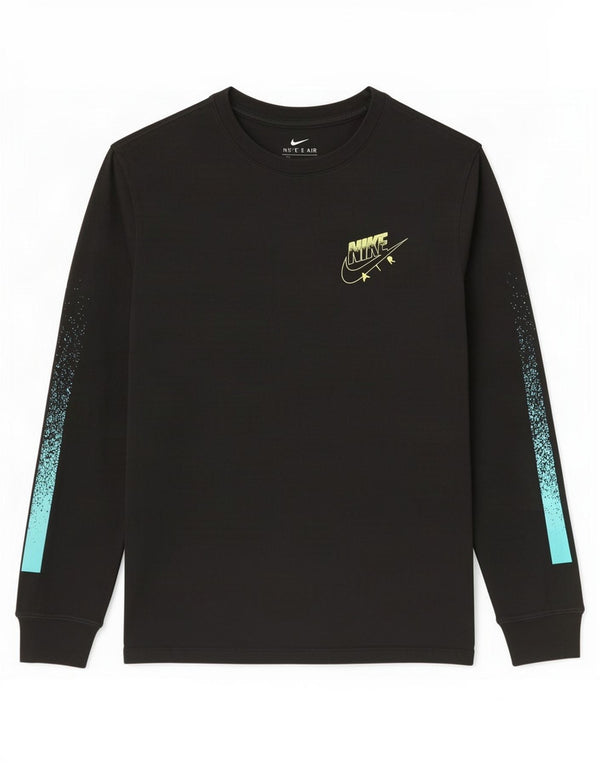 Top gráfico masculino Nike manga comprida grande bloco colorido preto