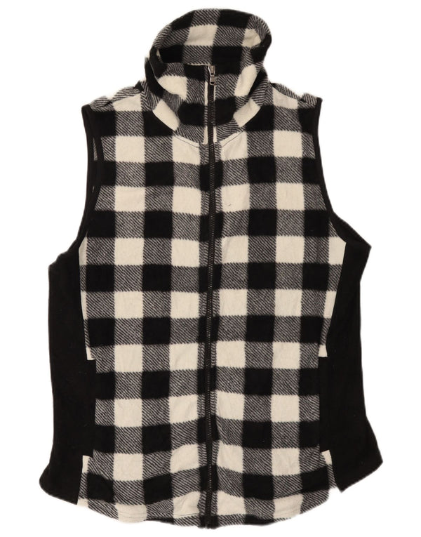 Chaps Womens Fleece Gilet UK 16 Grande Preto Gingham Poliéster