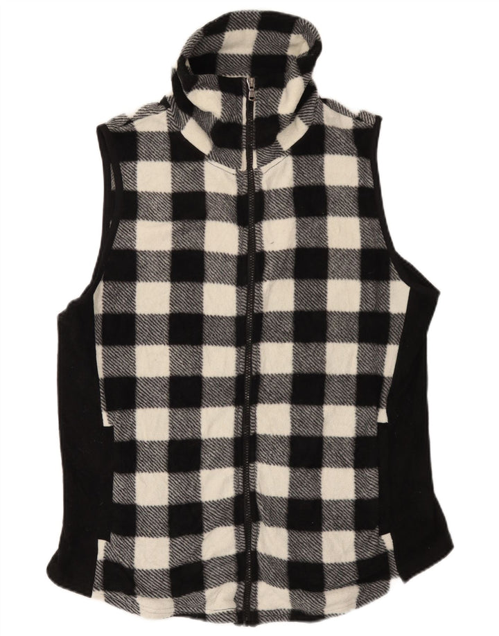 Chaps Womens Fleece Gilet UK 16 Grande Preto Gingham Poliéster