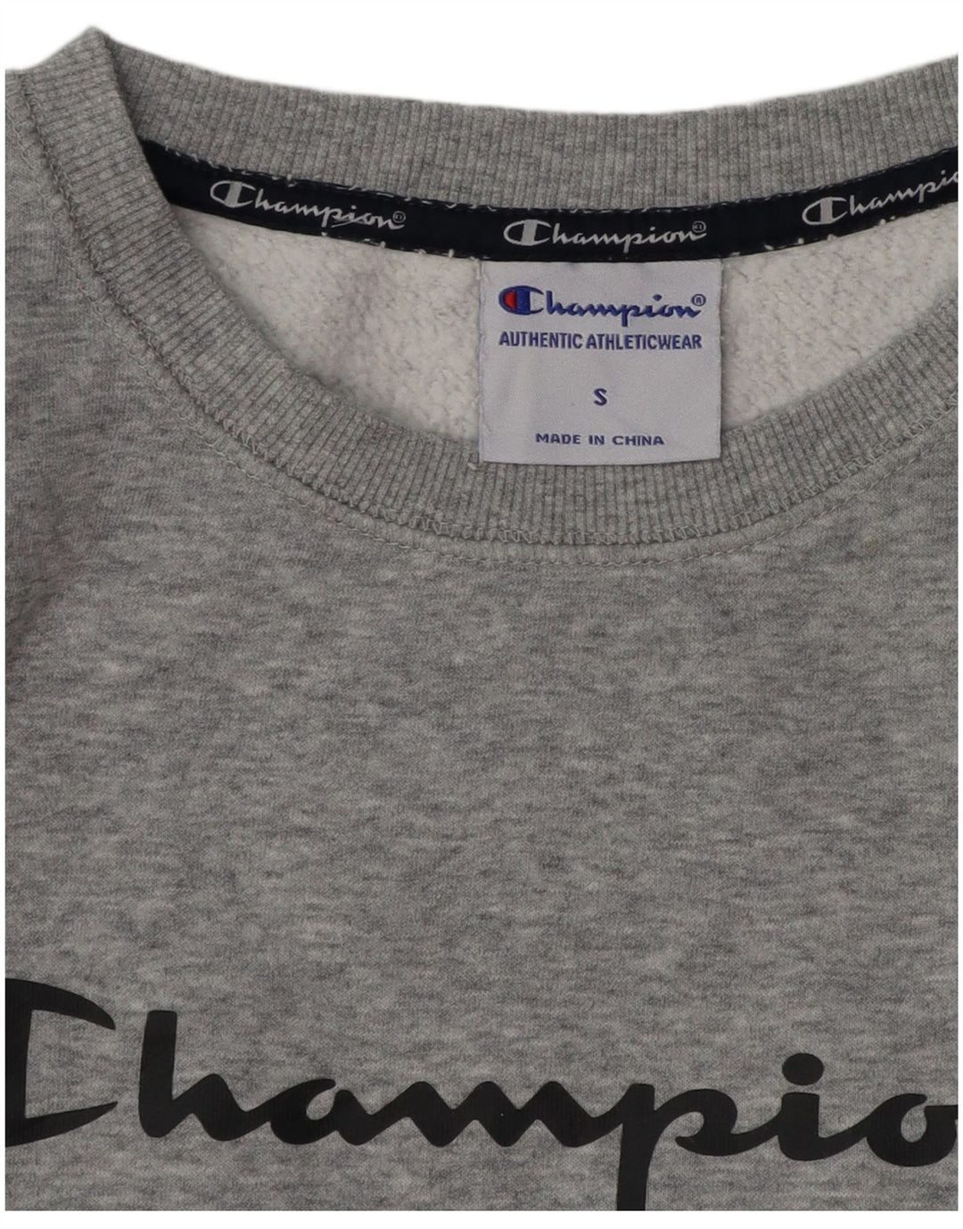 Champion feminino gráfico moletom jumper UK 10 pequeno cinza manchado
