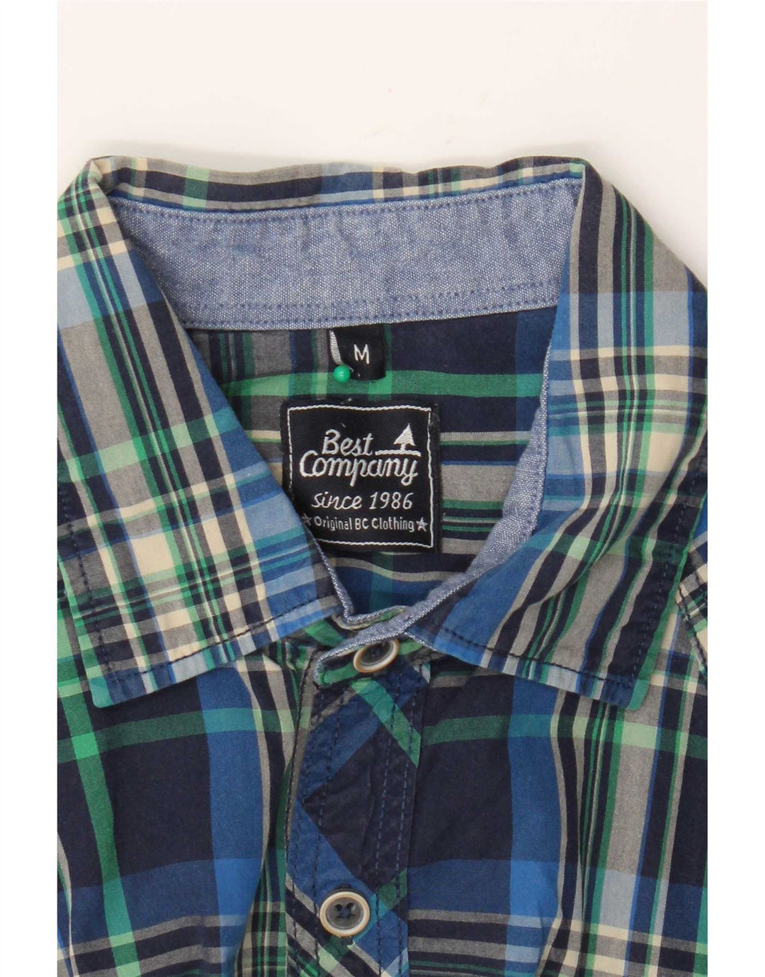 Camisa masculina de manga curta Best Company xadrez azul médio