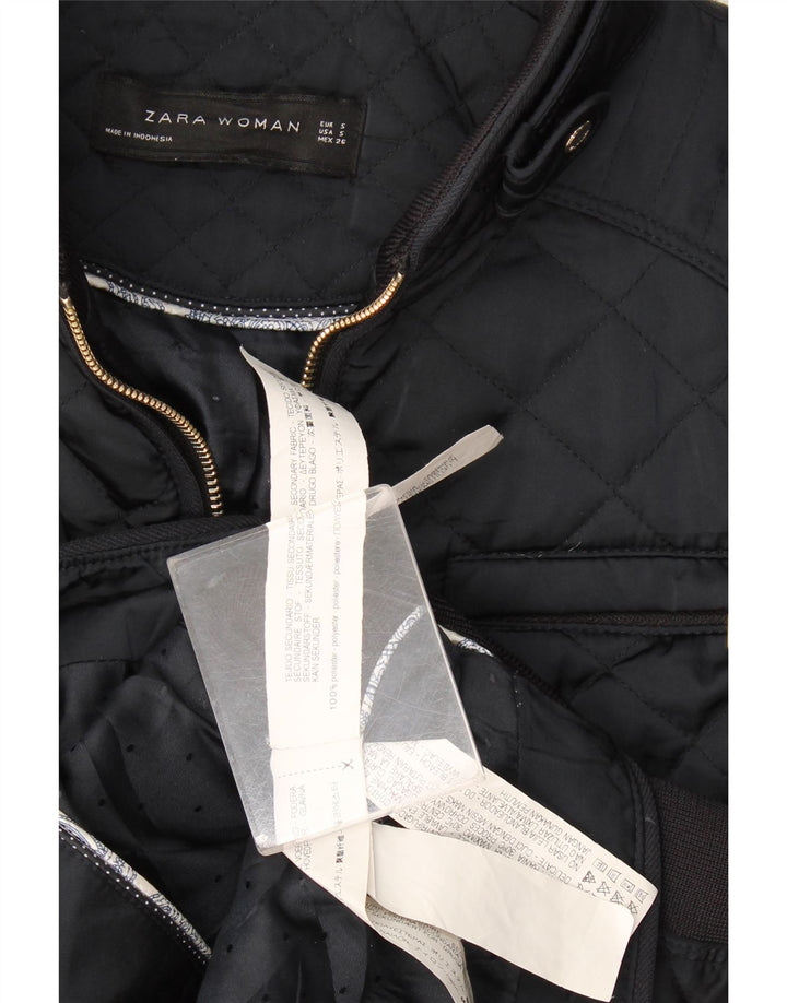 Jaqueta acolchoada feminina Zara UK 10 poliéster colorblock azul marinho pequeno