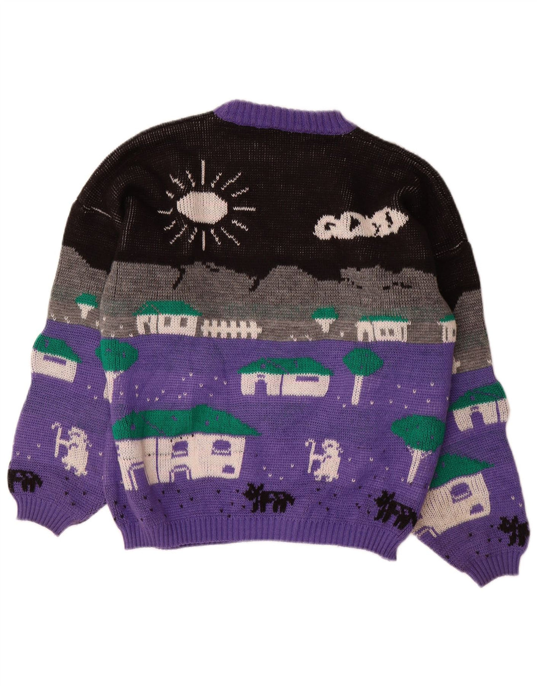 Suéter feminino ALTA MODA com gola redonda, bloco colorido roxo grande UK 16