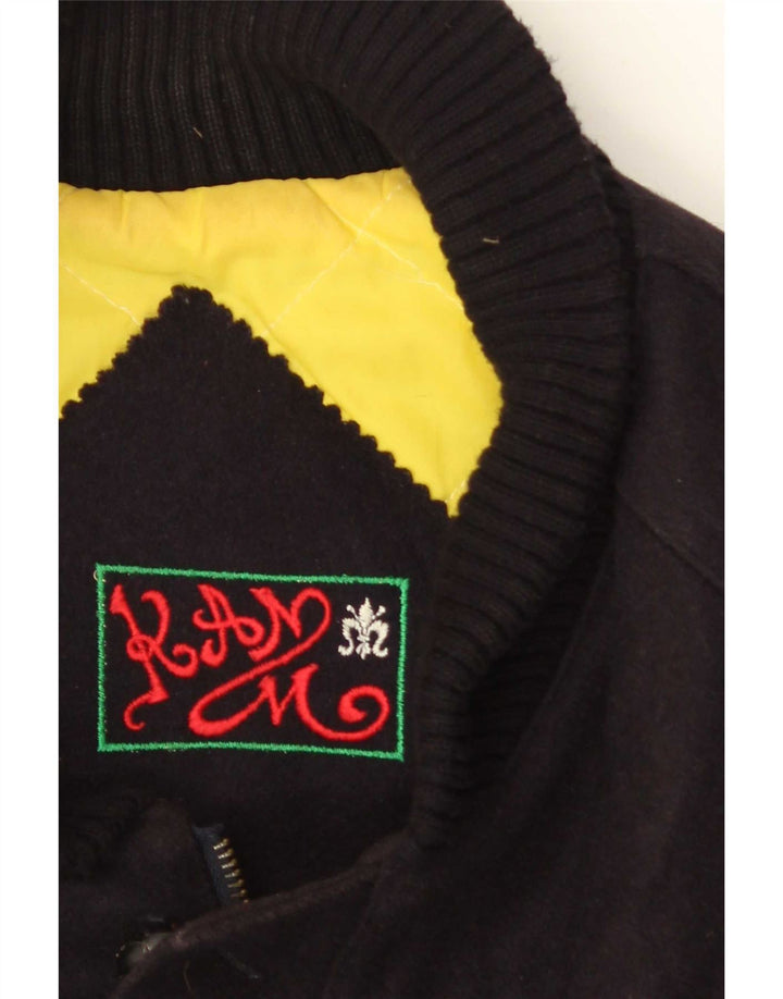 Jaqueta corta-vento masculina vintage IT 52 XL lã preta