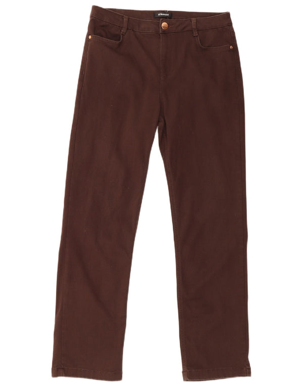 Jeans retos femininos Marks & Spencer Reino Unido 14 grande W32 L31 algodão marrom