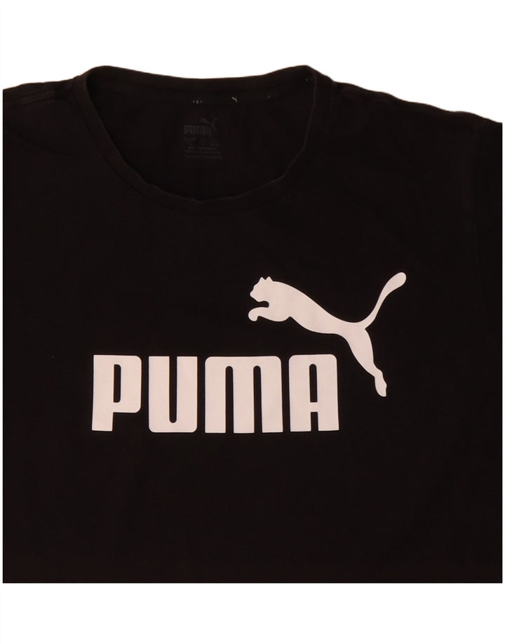 Puma Mens Graphic T-Shirt Top Grande Algodão Preto