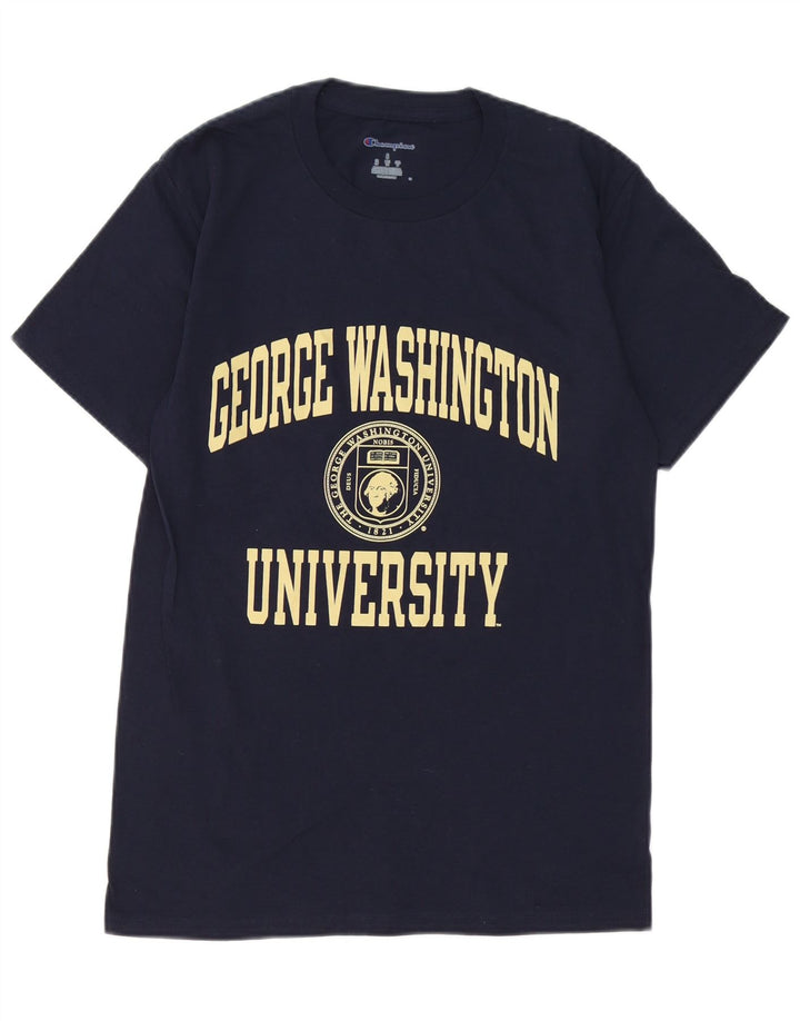 Camiseta masculina Champion George Washington com estampa gráfica pequena de algodão azul marinho