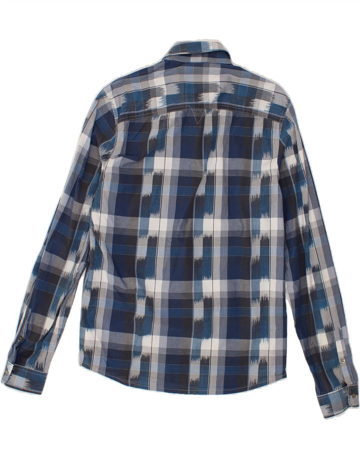 GUESS Mens Shirt Small Navy Blue Check Cotton Vintage Guess and Second-Hand Guess from Messina Hembry 
